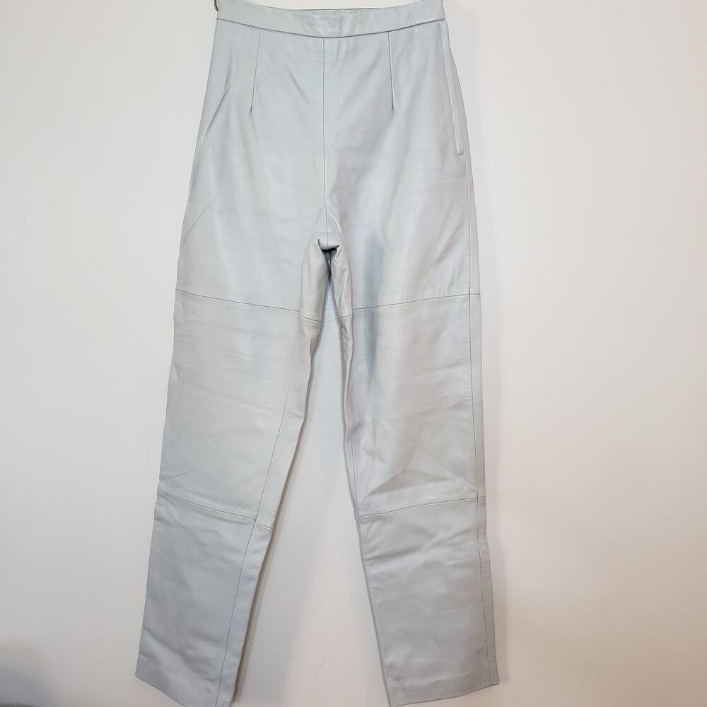Stunning NWOT Terry Lewis Thick Leather Pants Pearl Color Sz 4